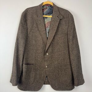 Kroon Tweed Wool Blend Sport Coat Blazer Men’s 42R Brown Elbow Patches